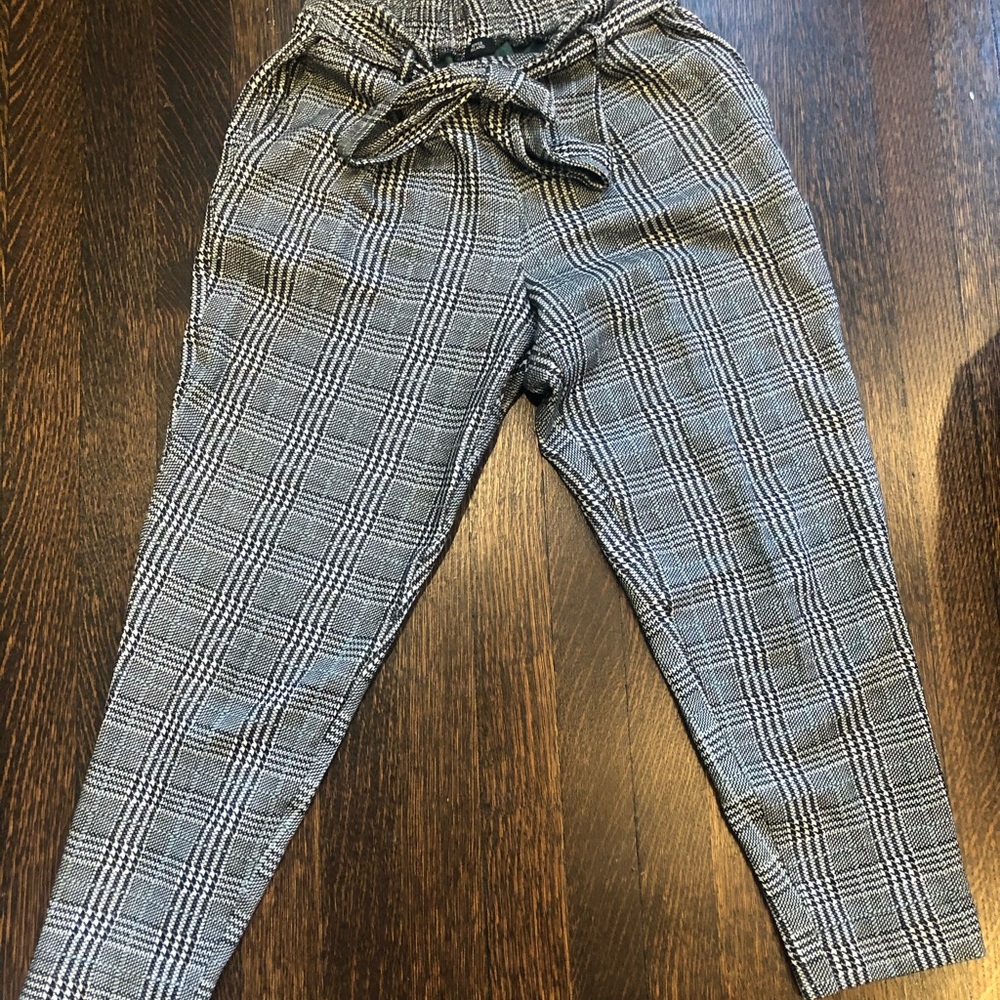 High waisted plaid pants